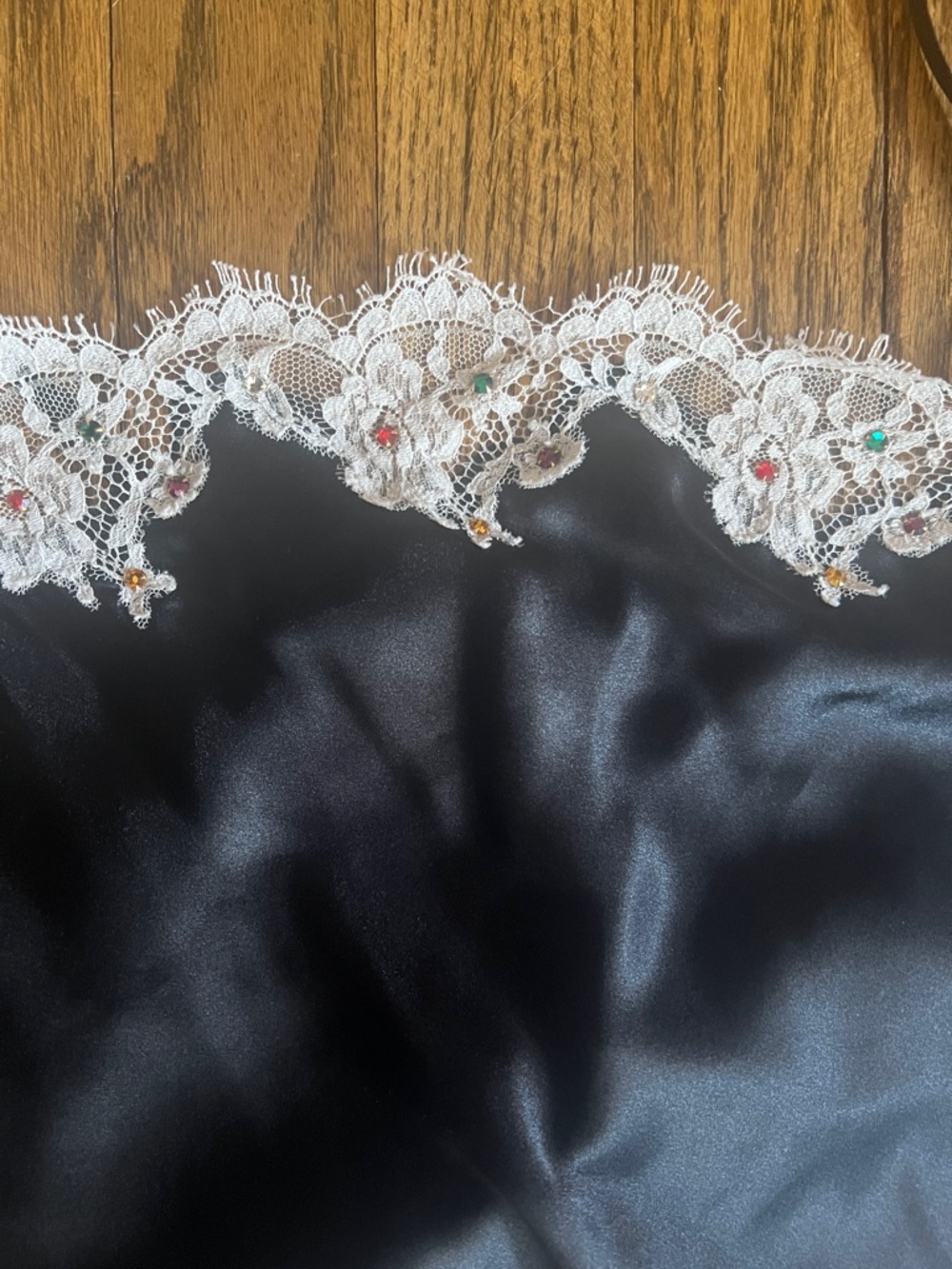 RARE VINTAGE BETSEY JOHNSON ULTRA SILK LACE RHINESTONE MIDI SLIP DRESS S - Picture 3 of 6